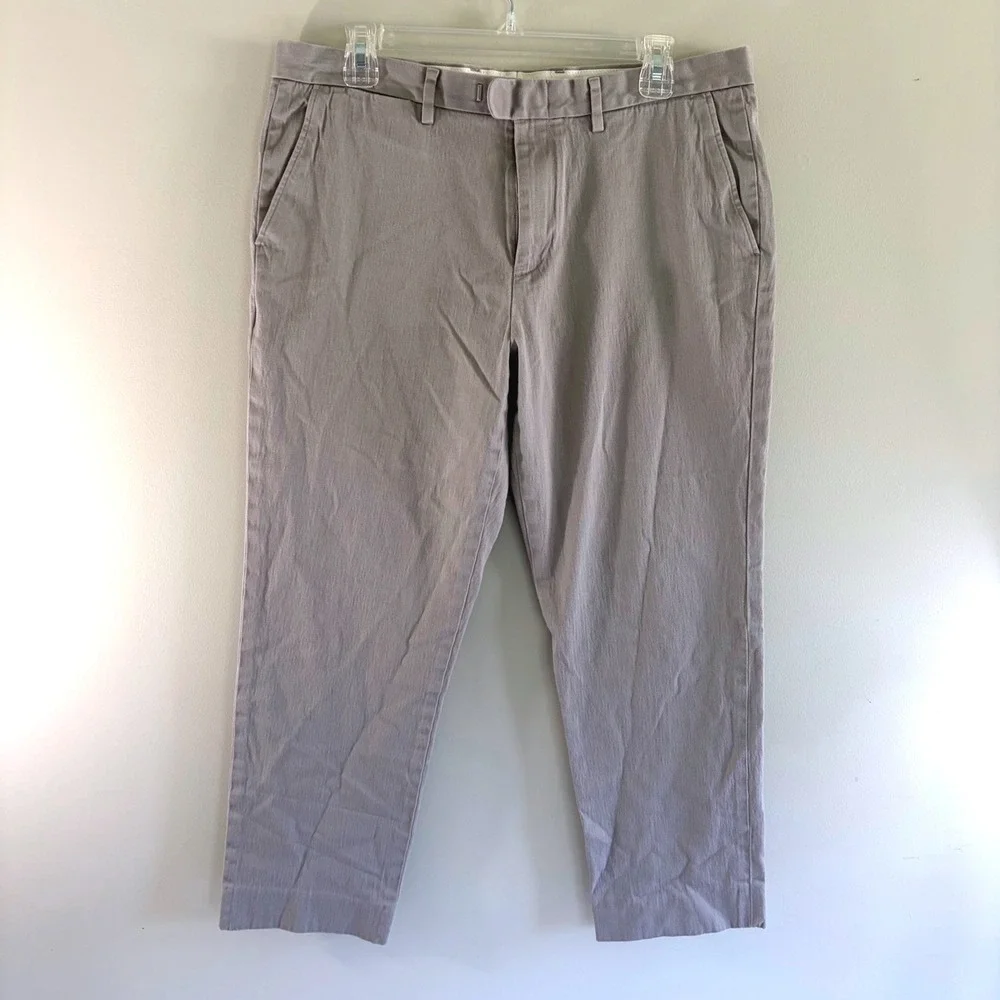 J.Crew Bowery Slim Dress Pants Mens 34x30 Grey Stretch Cotton Chino Trousers